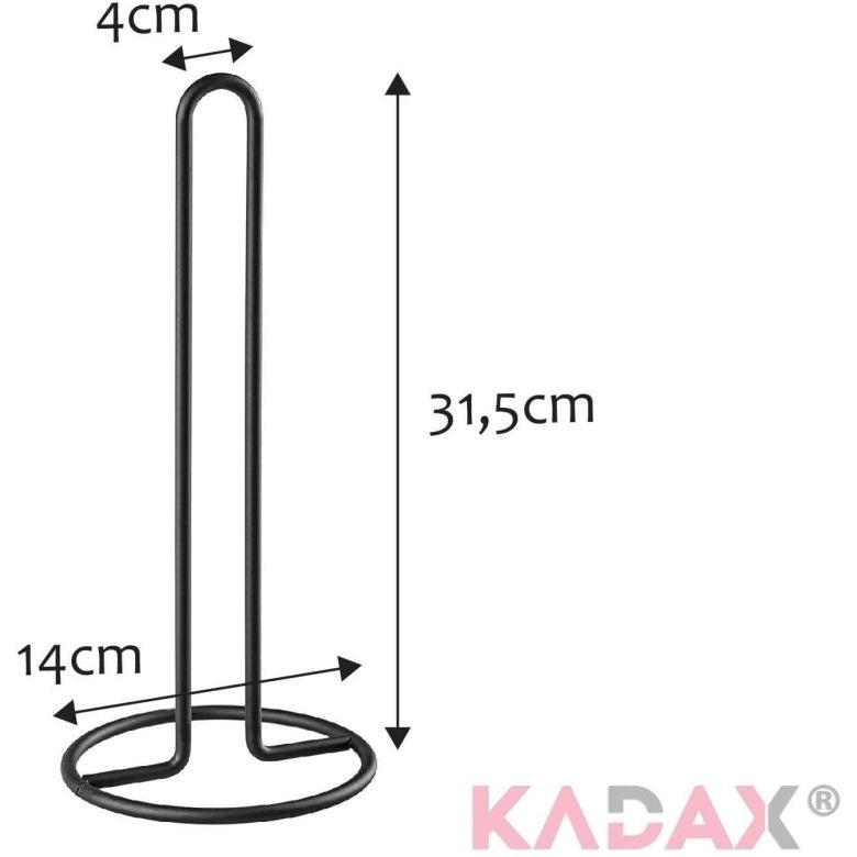 Portarotolo di carta assorbente KADAX, in metallo, nero, per asciugamani da cucina, stabile, 32 cm