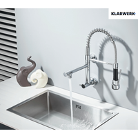 Björn |Gastronomia rubinetto acqua fredda monoforo a parete cromo|rubinetto cucina professionale acciaio inox due docce|lavello doppio ristorante