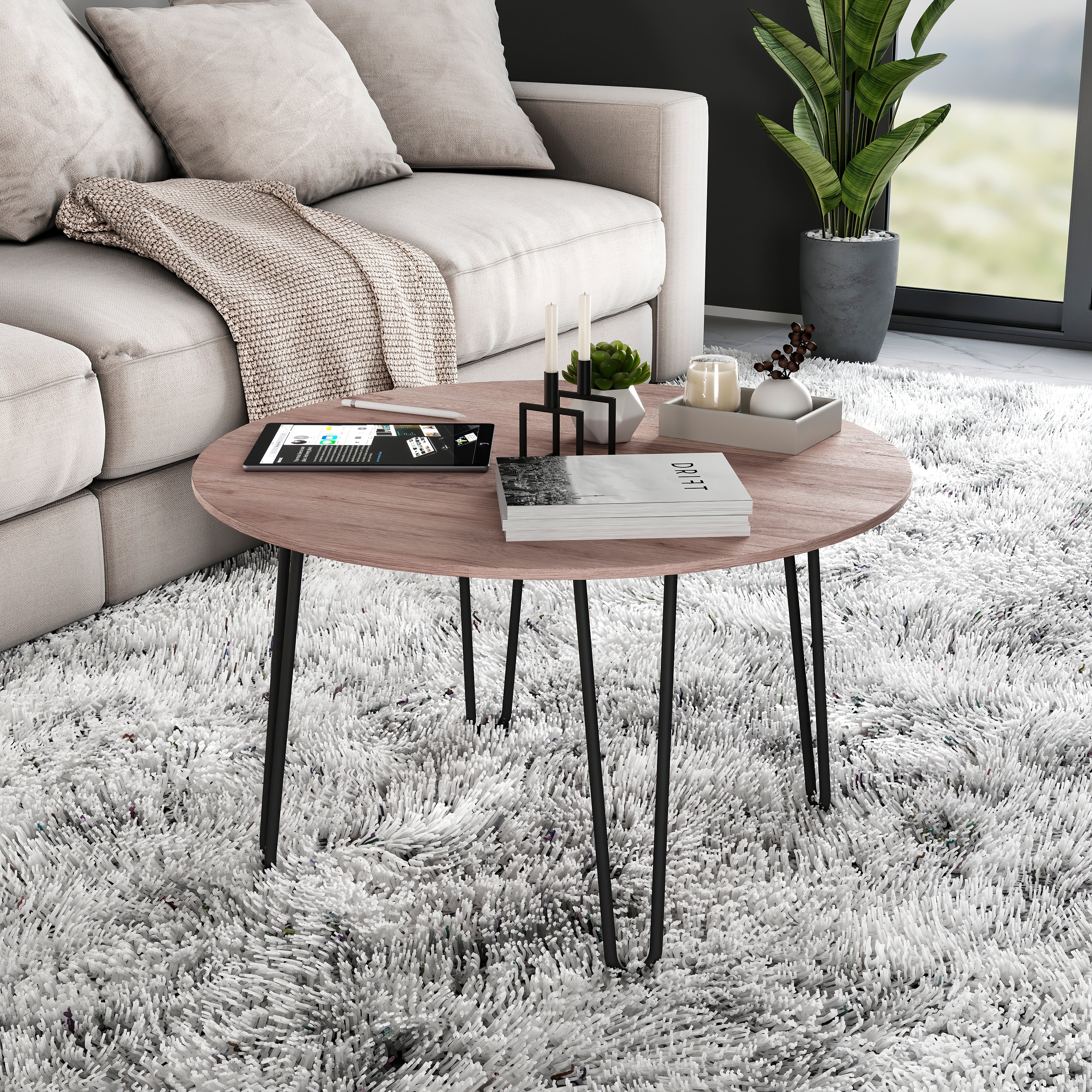 Hairpin Set di Gambe H2 Aste per Tavolo H400 Verniciato Nero Acciaio Emuca