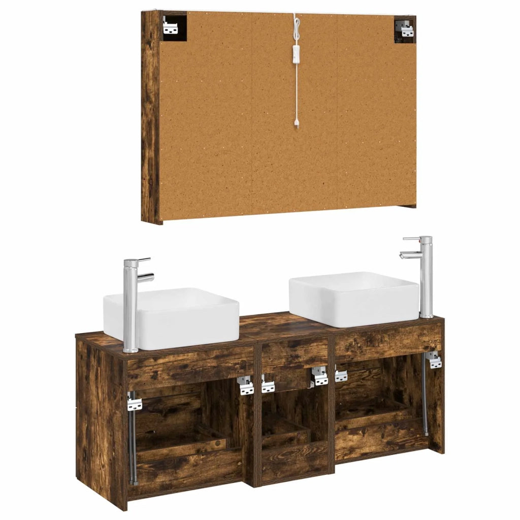 Set di mobili per il bagno 4 pcs Rovere Fumo 3406787