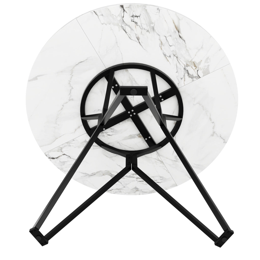 Set da pranzo 5 pezzi 100x100x76 cm con piano effetto marmo; gambe regolabili; MDF; lino; nero grigio