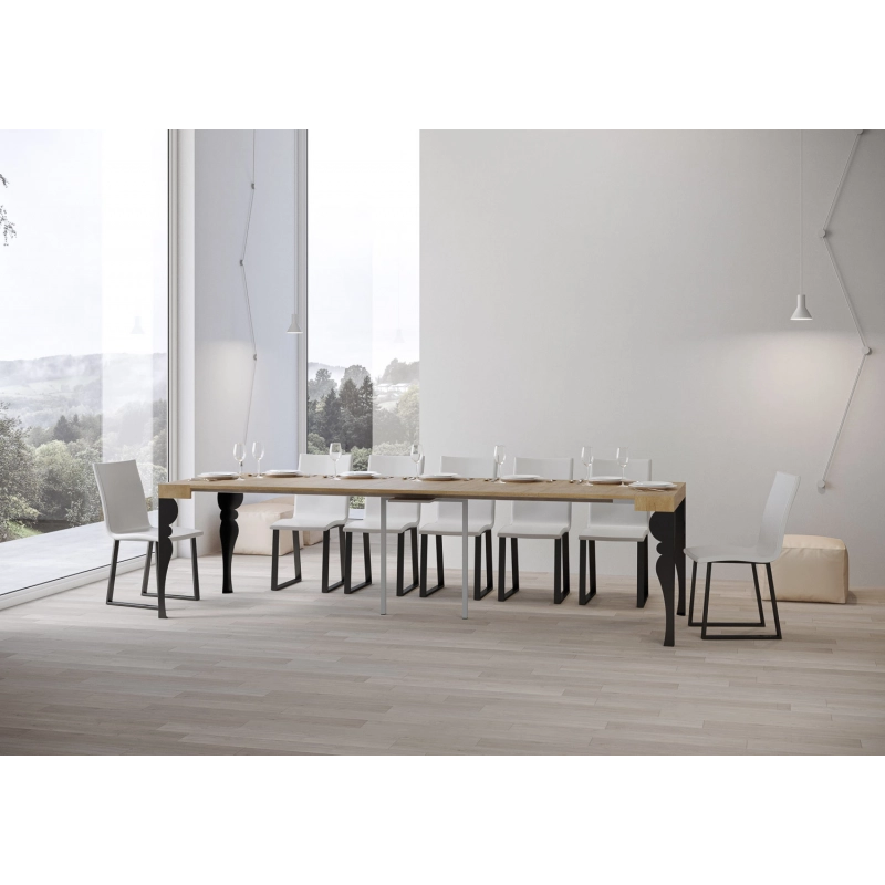 Consolle allungabile 90x40/300 cm Paxon telaio Antracite - Quercia Natura