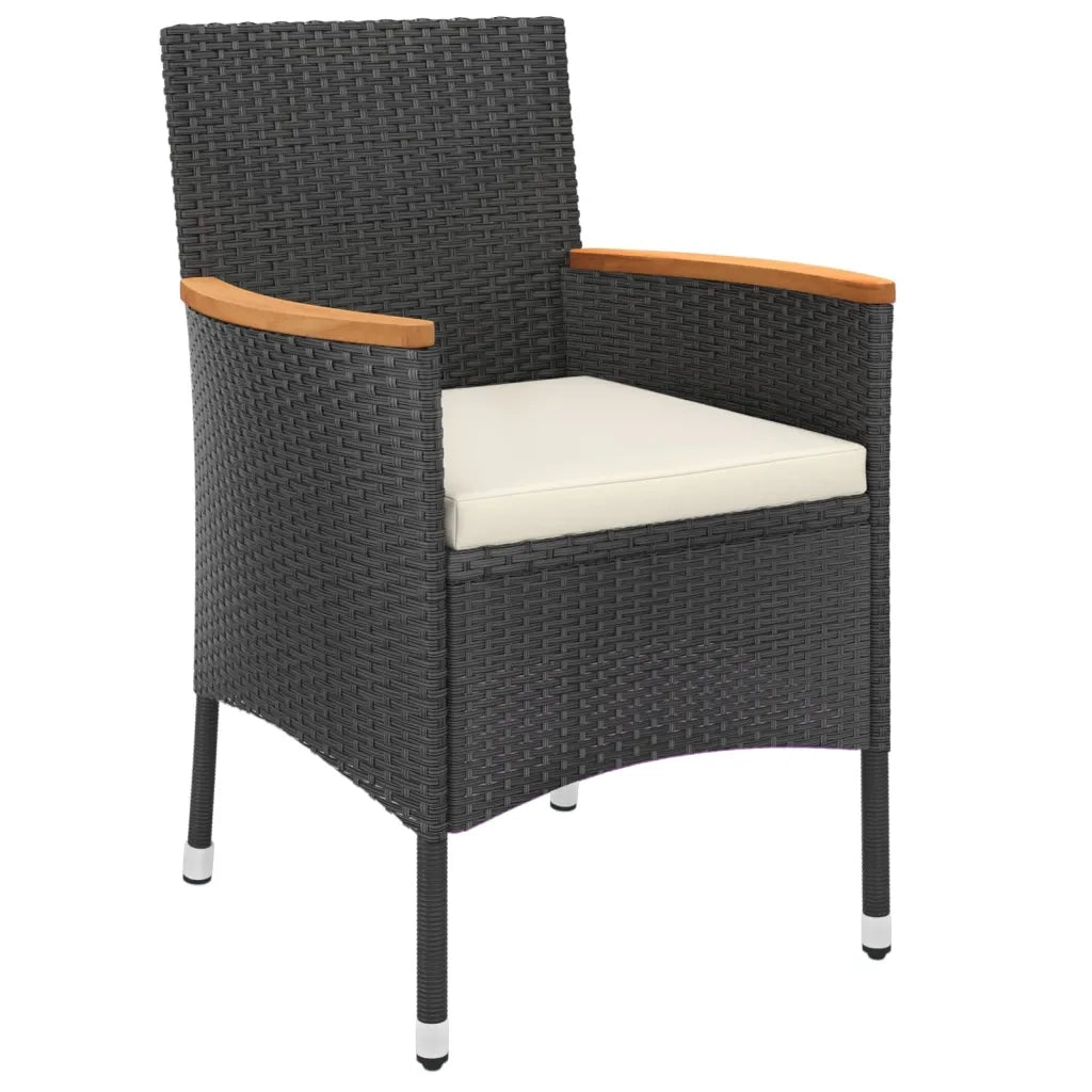 Set Bistrò da Giardino 3 pz con Cuscini in Polyrattan Nero 3187422