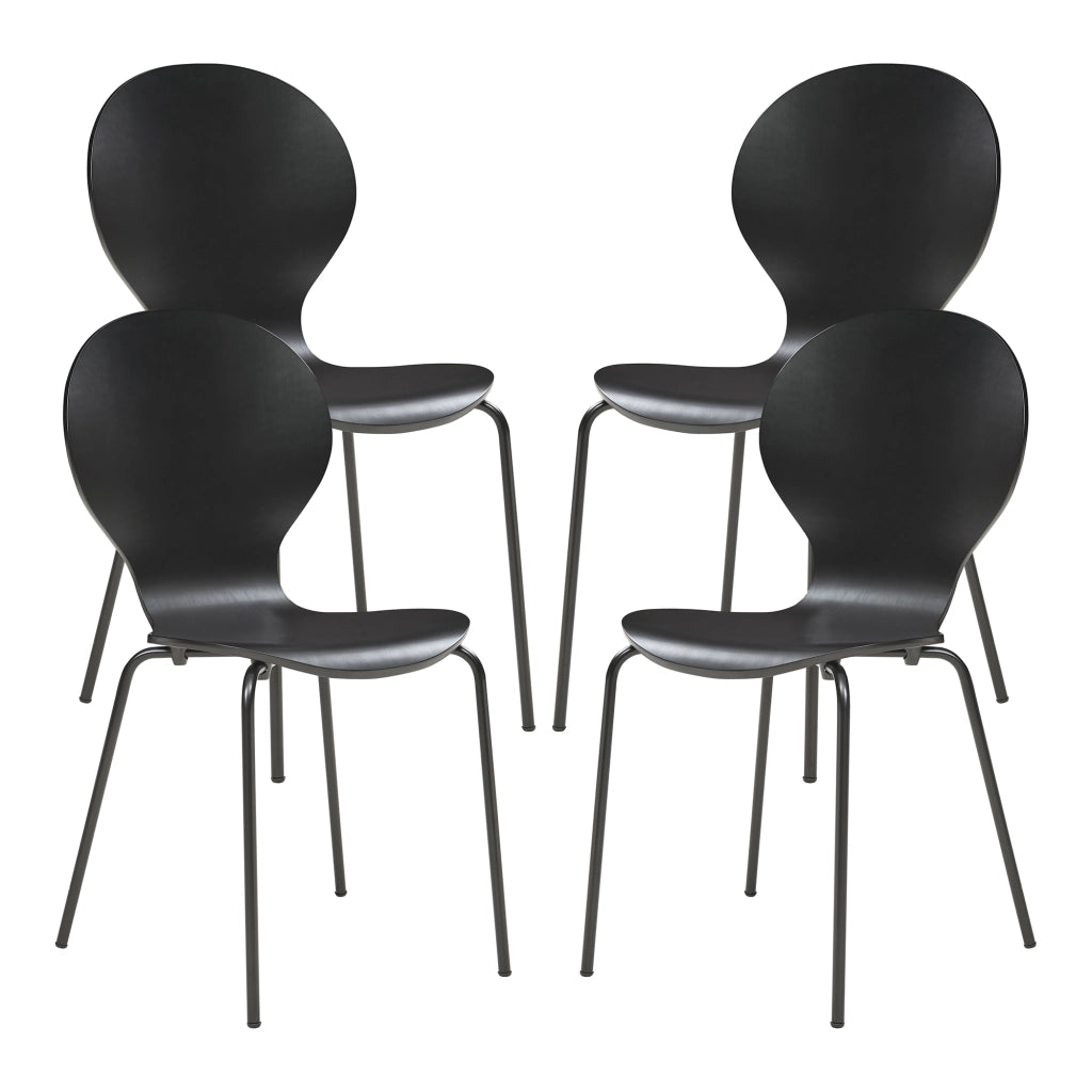 Set di 4 Sedie da Sala ETNE Impilabili - Nero [en.casa]