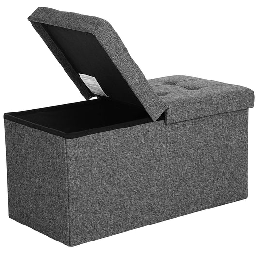 Pouf contenitore Valora PUFA in MDF grigio scuro, salvaspazio e confortevole