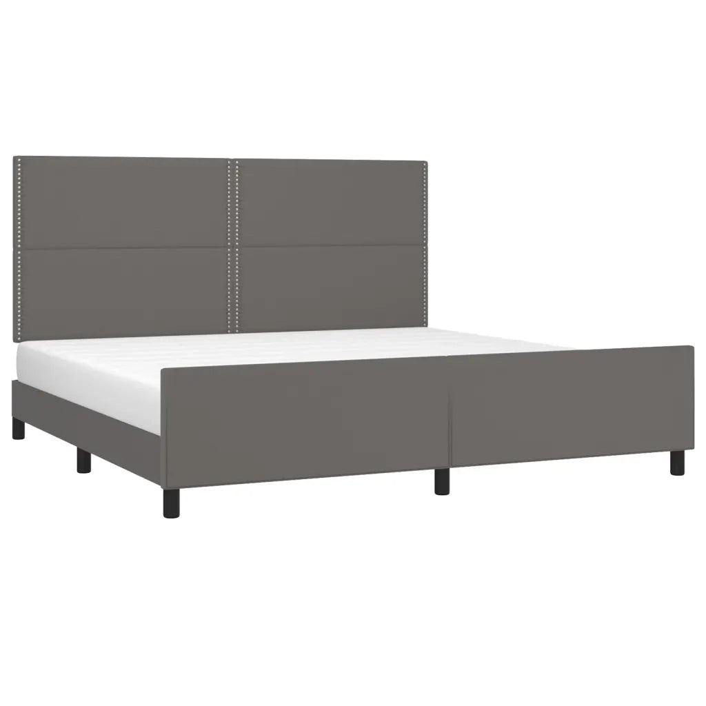 Letto matrimoniale | Letto per adulti | Giroletto con Testiera Grigio 200x200 cm in Similpelle