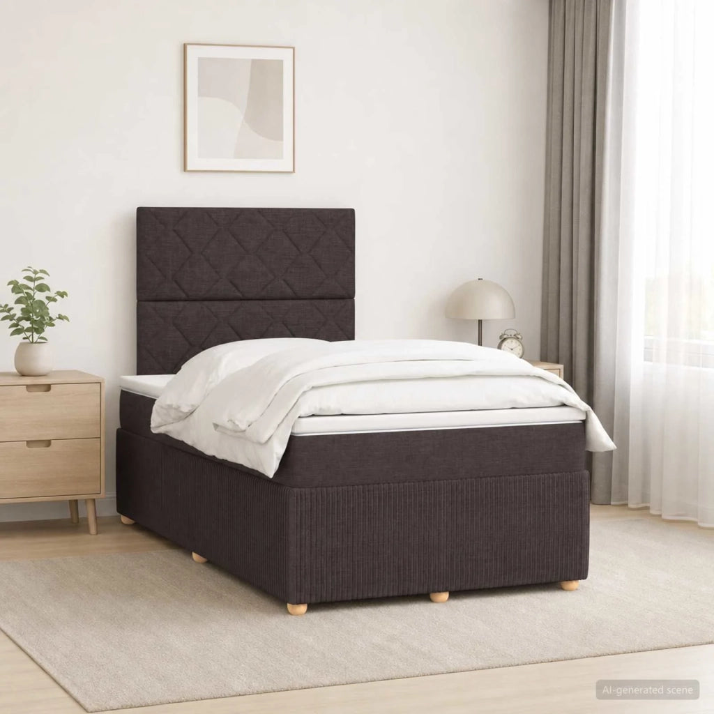 Letto Box Spring LED con Materasso Marrone Scuro 120 x 190 cm 3455821