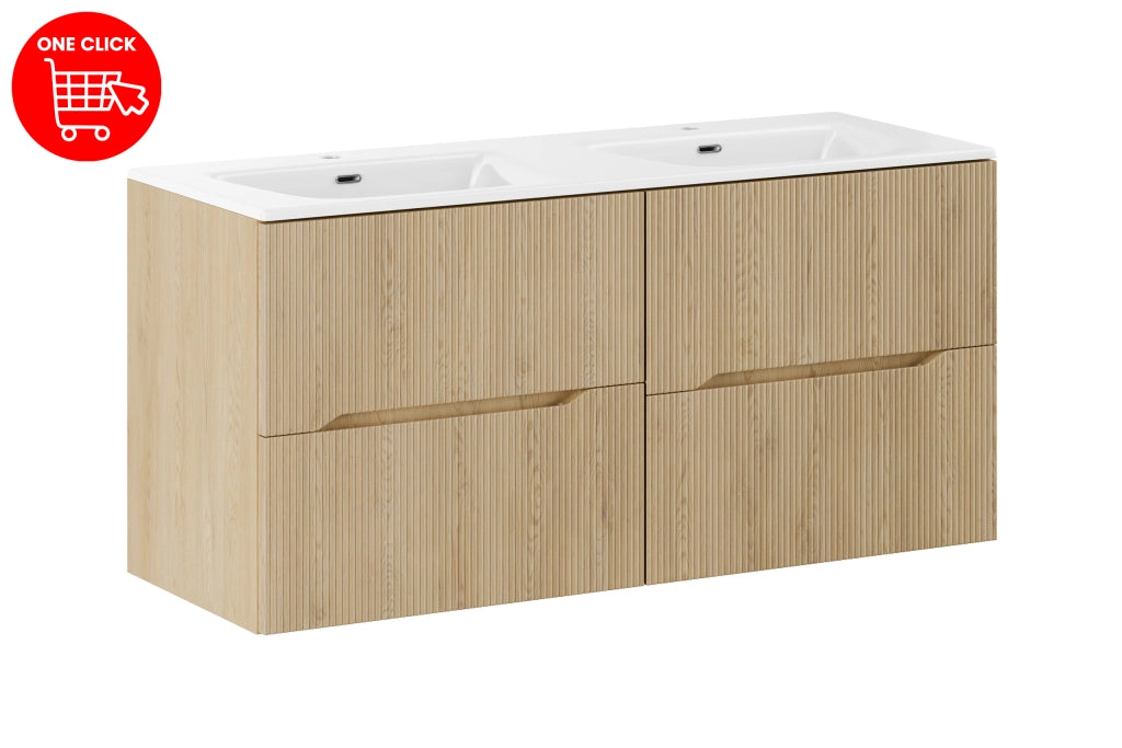 Set mobili bagno 120 cm con lavabo per mobile SKY Nordic Cremona 120 x 1401 x 46 cm