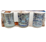 MAURY'S SET 3 BICCHIERI IN VETRO PER ACQUA DESIGN PESCI