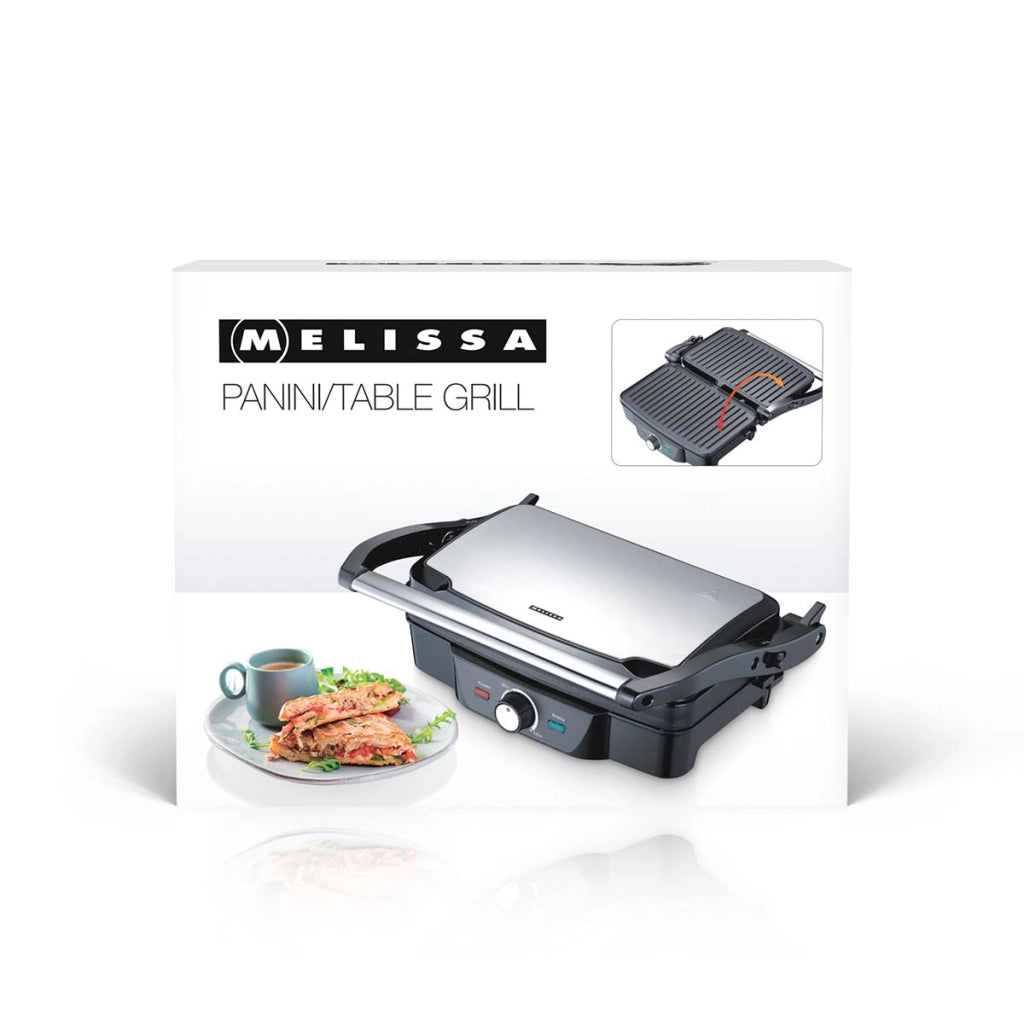 Grill per panini da 1600W con impugnatura a contatto con il freddo e manopola regolabile Nero / Argento MELISSA