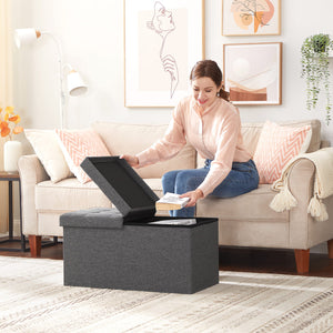 Pouf contenitore Valora PUFA in MDF grigio scuro, salvaspazio e confortevole