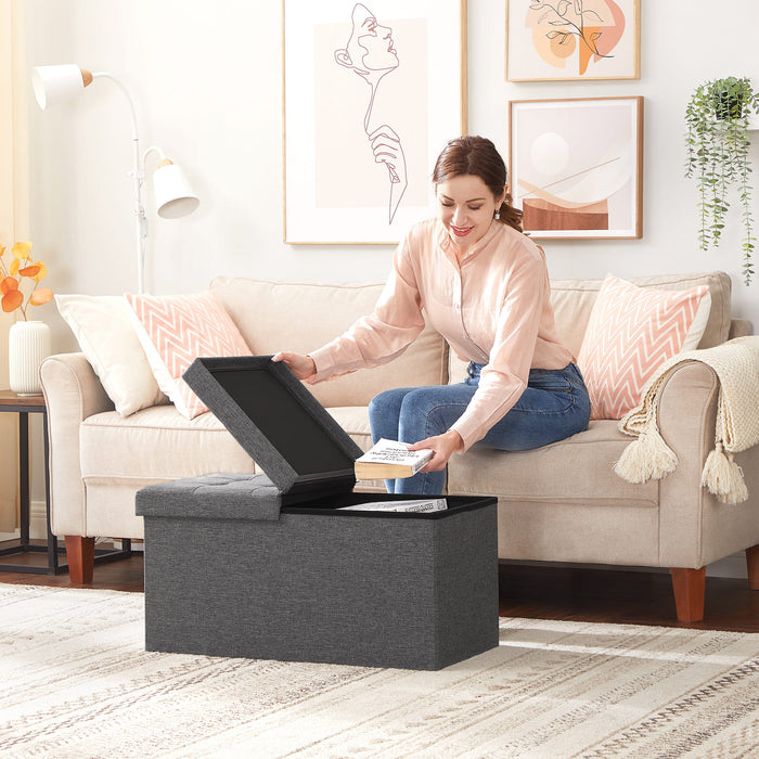 Pouf contenitore Valora PUFA in MDF grigio scuro, salvaspazio e confortevole