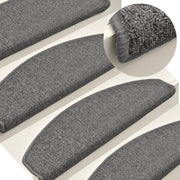 Tappetini per scale 15 pz 65x24x4 cm Grigio scuro Semicircolari Grandi 322369