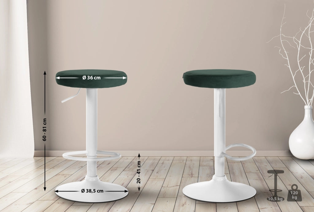 2er Set Barhocker Ponte Samt weiЯ