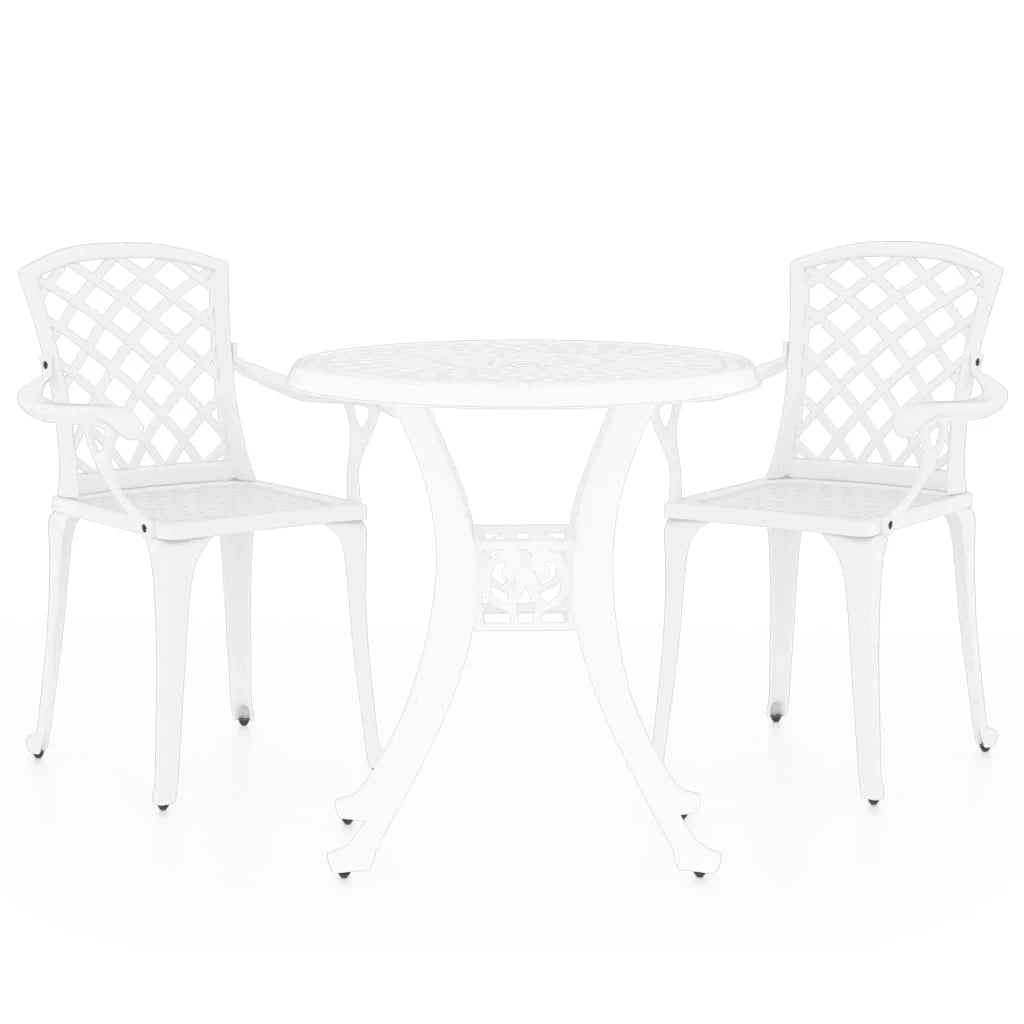 Set da bistrot da giardino in alluminio pressofuso bianco composto da 3 pezzi per esterni (02_0013502)