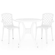 Set da bistrot da giardino in alluminio pressofuso bianco composto da 3 pezzi per esterni (02_0013502)