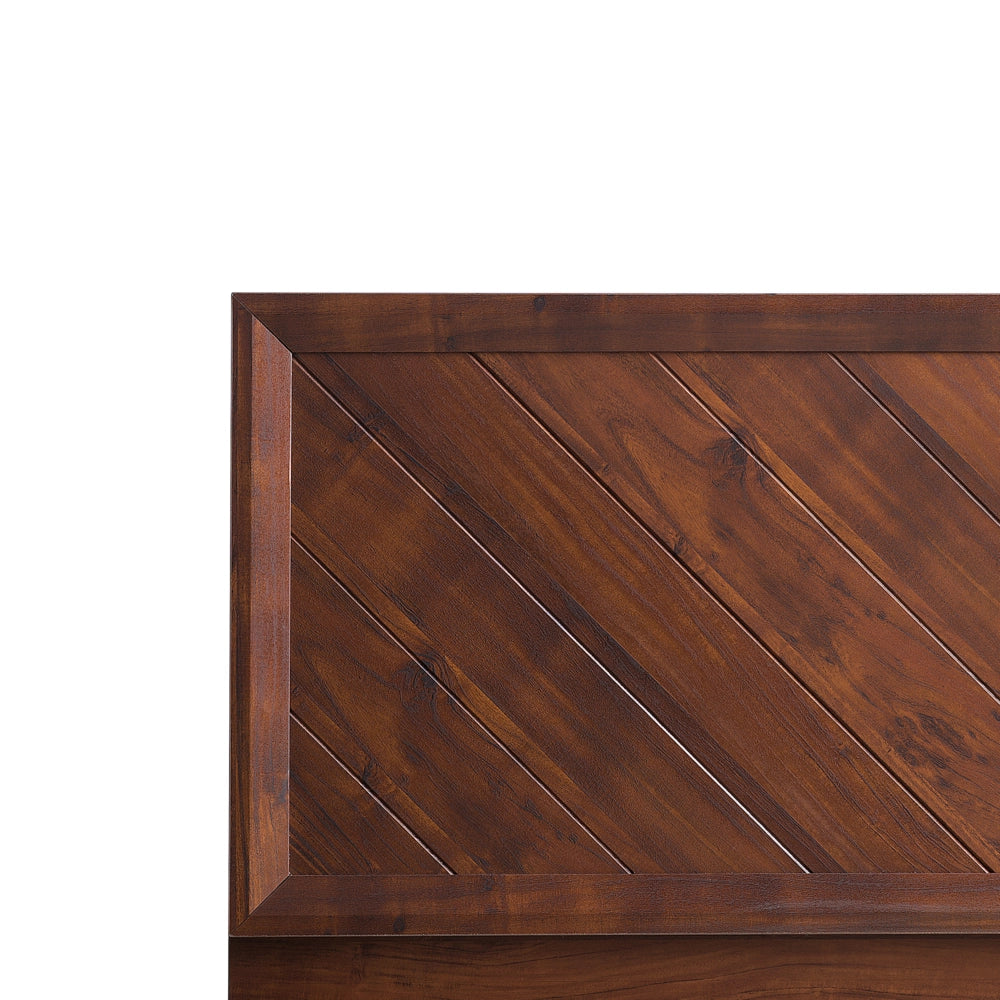 Letto 180 x 200 cm in legno scuro con rete a doghe LED vintage