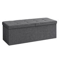 Pouf contenitore Valora PUFA in tessuto MDF grigio scuro salvaspazio