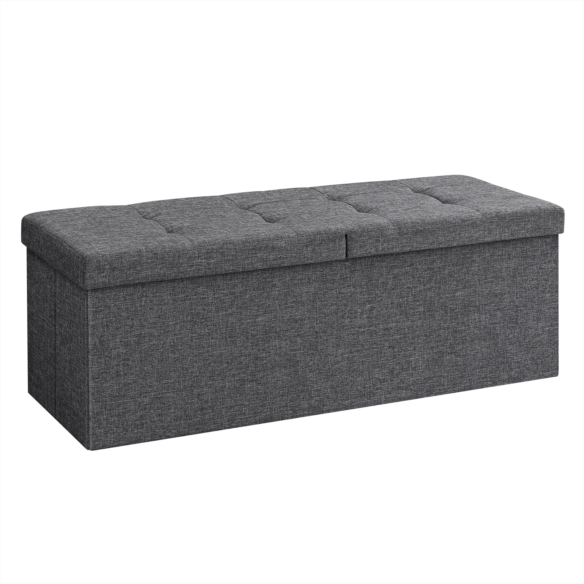 Pouf contenitore Valora PUFA in tessuto MDF grigio scuro salvaspazio