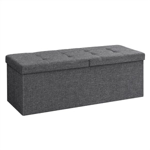 Pouf contenitore Valora PUFA in tessuto MDF grigio scuro salvaspazio