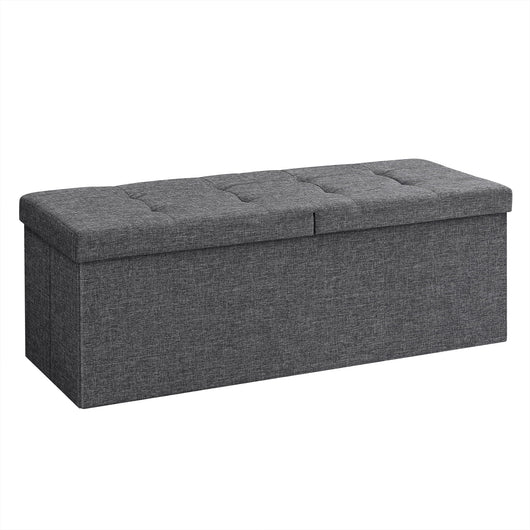 Pouf contenitore Valora PUFA in tessuto MDF grigio scuro salvaspazio