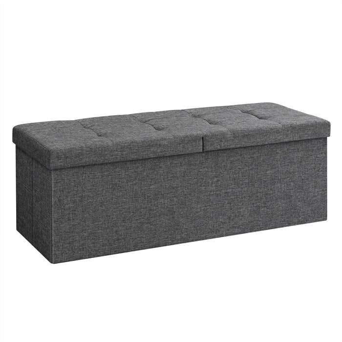 Pouf contenitore Valora PUFA in tessuto MDF grigio scuro salvaspazio