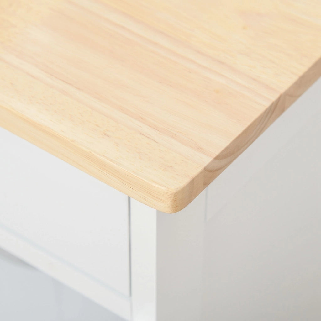 EasyComfort Carrello Cucina con Portabottiglie, 3 Ante, 4 Ruote e Cassetto, Mobiletto Cucina Salvaspazio per Microonde e Spezie in Legno, 67x37x87 cm, Bianco e Rovere