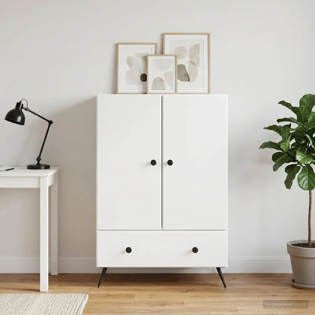 Credenza Bianco Lucido 66 x 34,5 x 95 cm Legno ingegnerizzato 895589