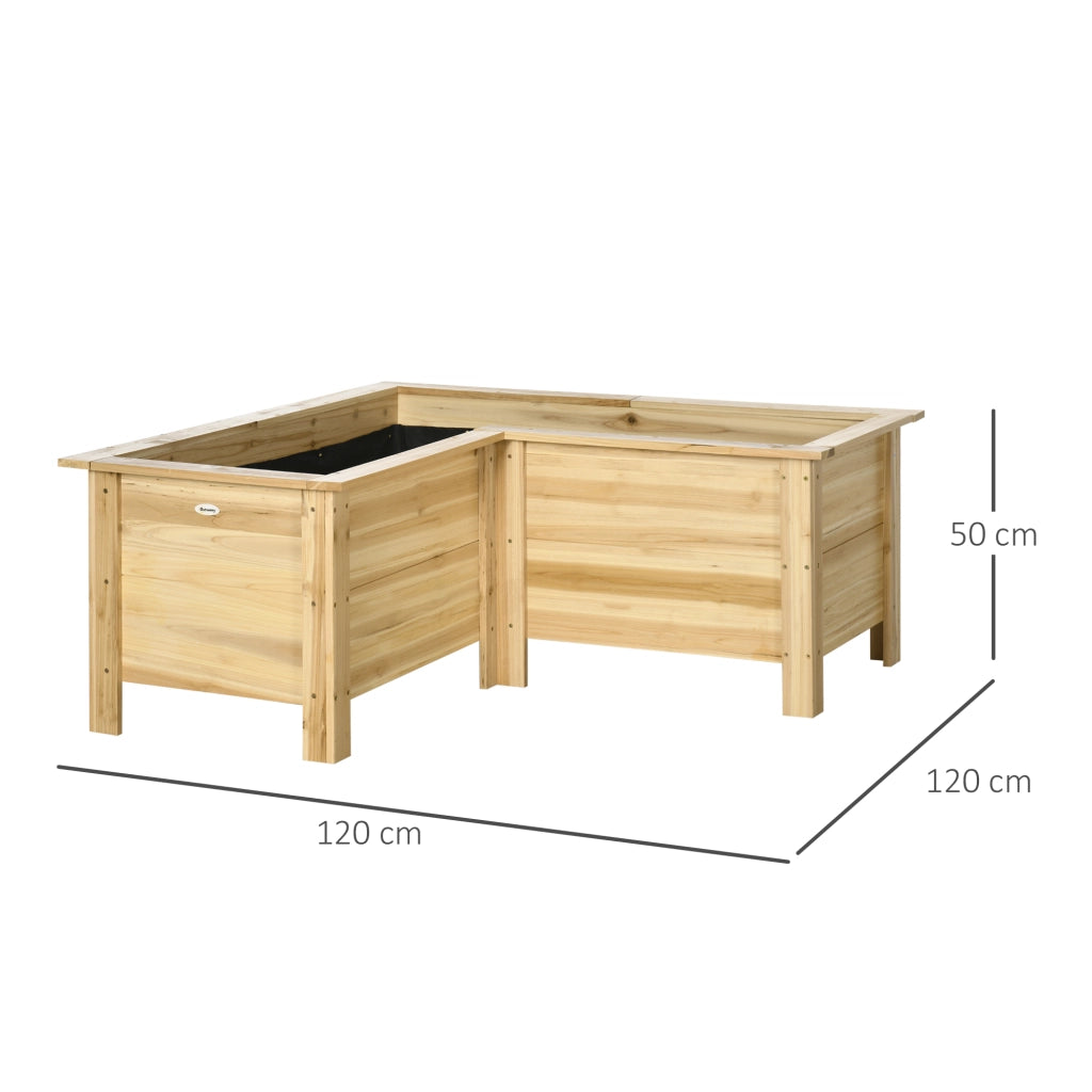 Fioriera Rialzata a L in Legno per Giardino ¨C zephmum ¨C 120x120x50 cm Natural