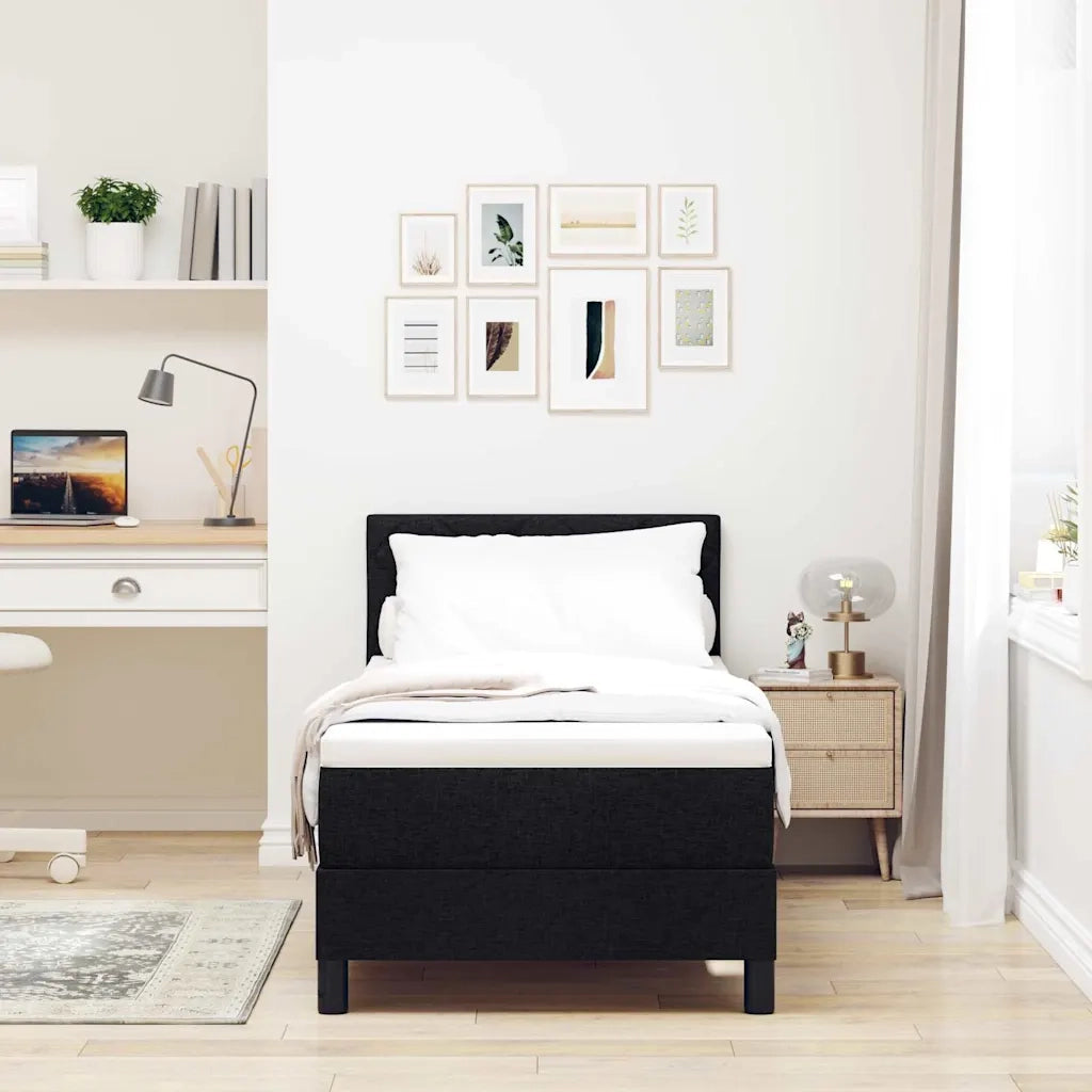 Letto a molle con testiera Nero 80 x 200 cm Tessuto 3338722