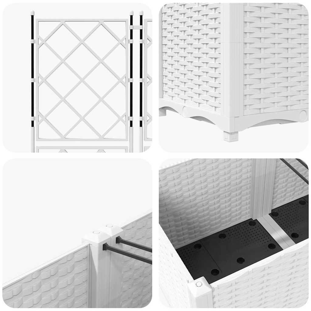 Set di 3 fioriere da giardino moderne da esterno 120 x 40 x 143 cm in acciaio bianco 02_0058604