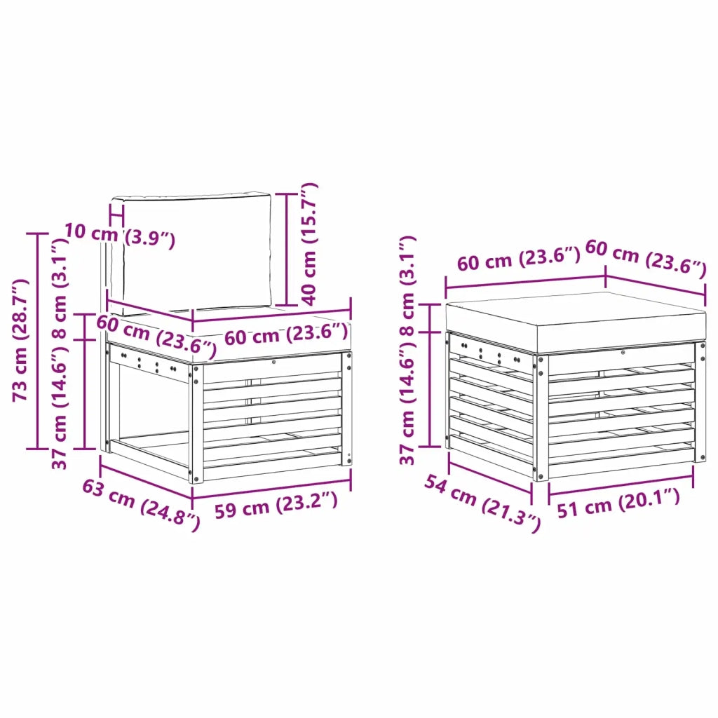 Set divani 6 pcs Naturale e Beige Legno di Acacia Massello 3375253