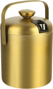 Contenitore di ghiaccio da 13 litri con coperchio e pinza - Raffreddatore di vino - Raffreddatore di champagne - Ghiacciaia con manico - Ghiacciaia in oro con manico