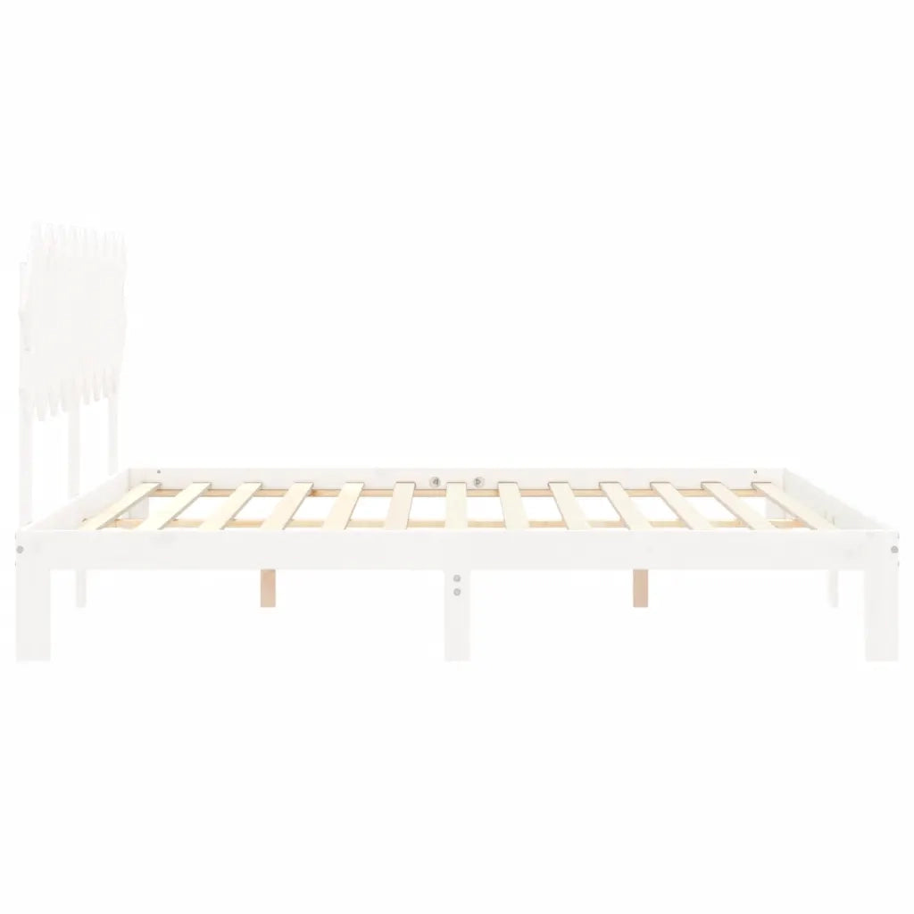 Giroletto Testiera Bianco Super King Size in Legno Massello