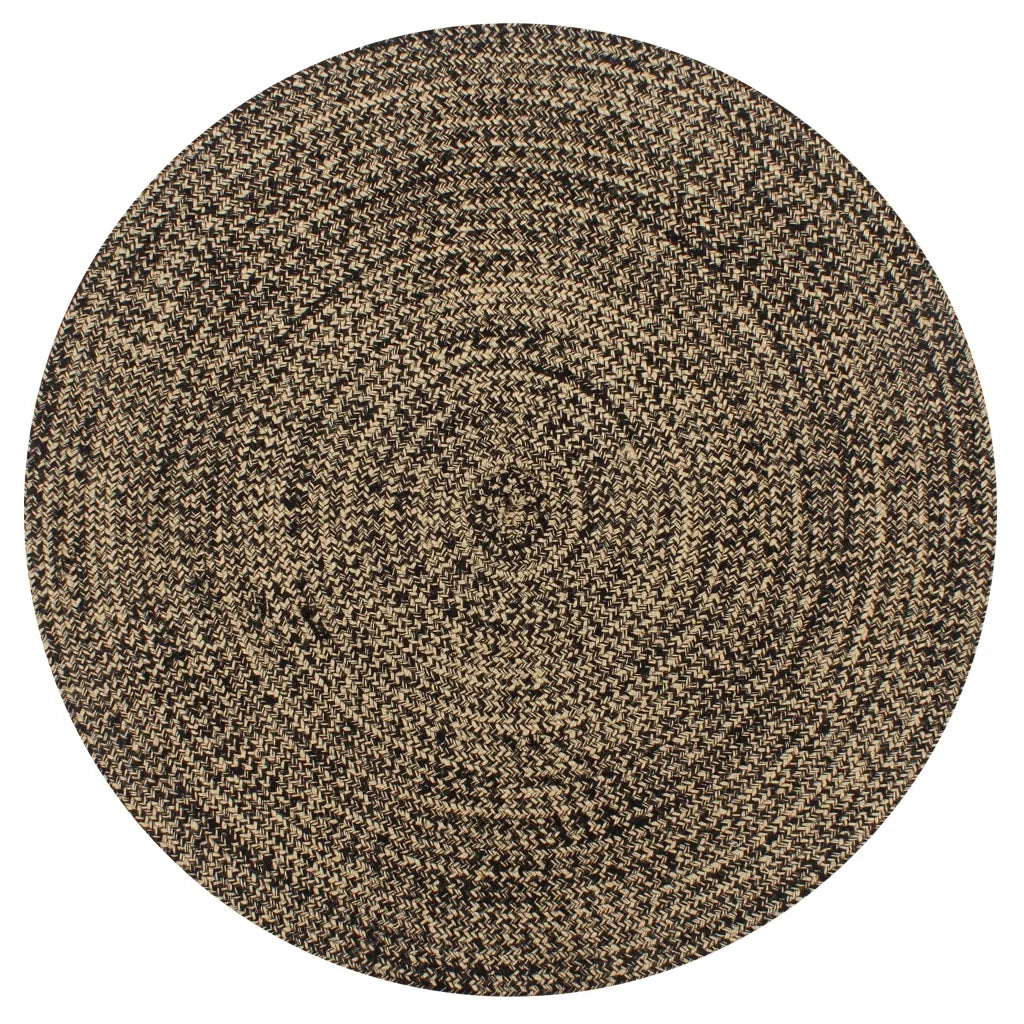 Tappeto Artigianale in Juta Nero e Naturale 150 cmcod mxl 128057
