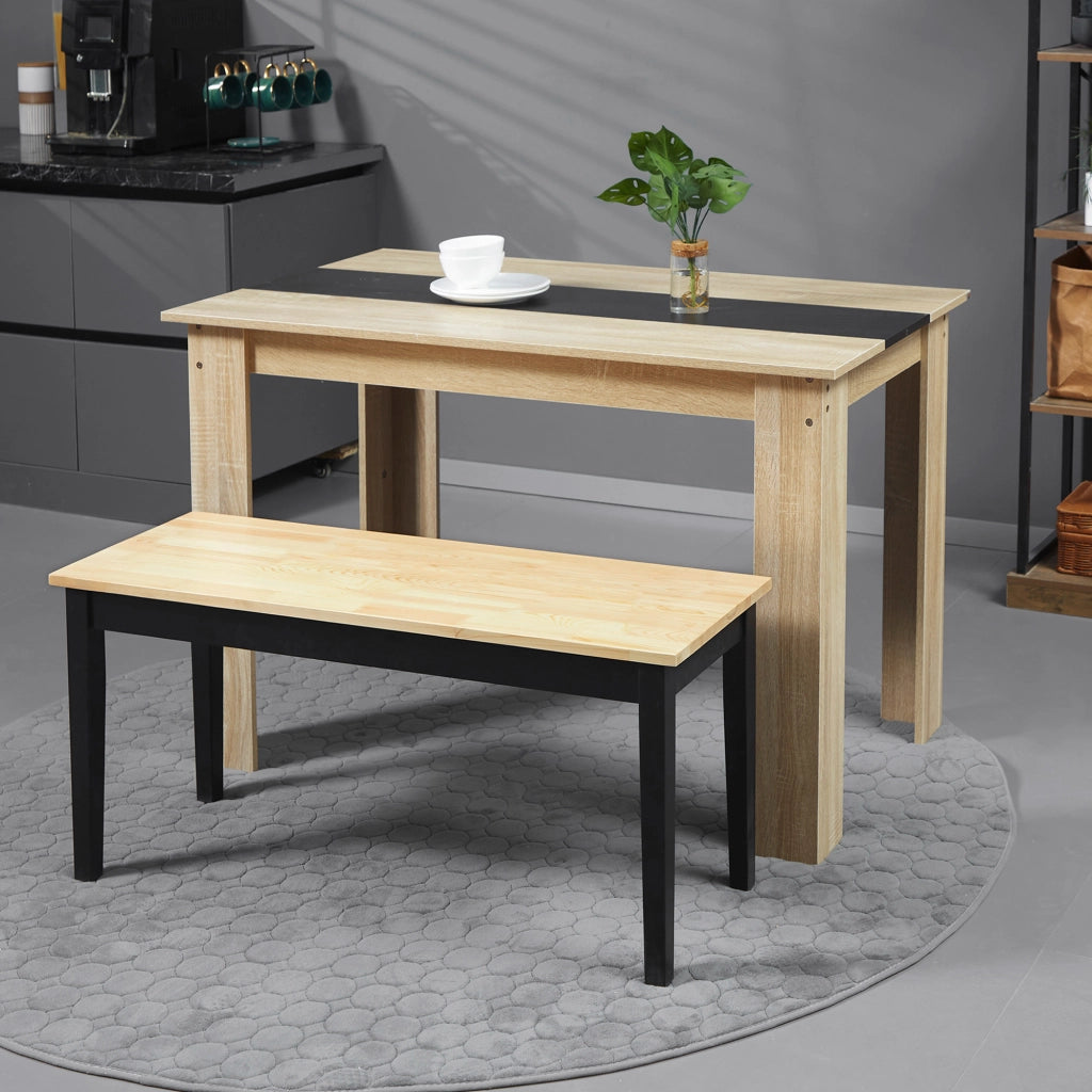 Banca in legno per 2 persone ¨C zephmum ¨C naturale e nero 102x36x45 cm
