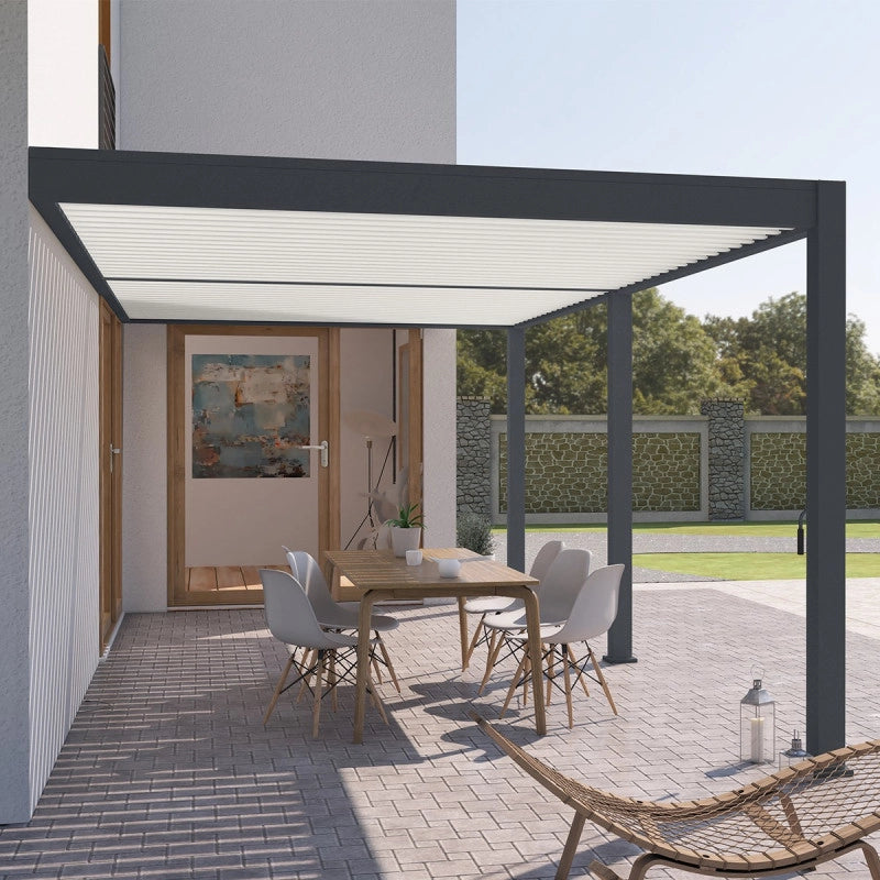 Pergola bioclimatica Ombréa VS 3x6M adossata - Antracite/bianco - V2