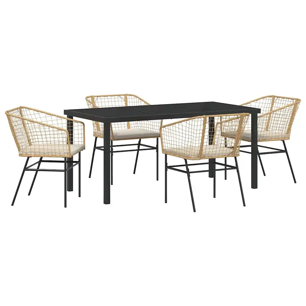 Set da Pranzo per Giardino 5 pcs Marrone polyrattan 3380914