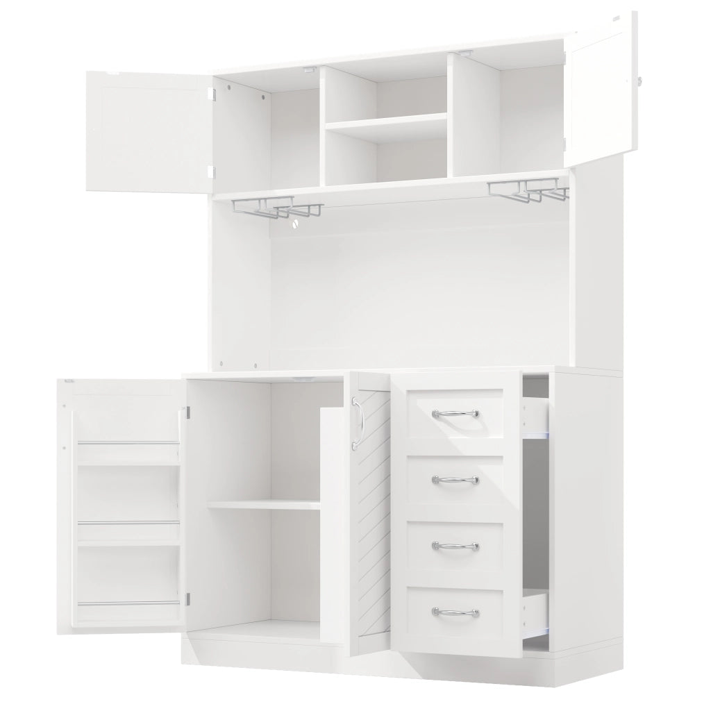 Mobile Buffet con LED, Cassetti e Ripiani ¨C MINIMAL ¨C Verde/Nero/Bianco 120x40x188