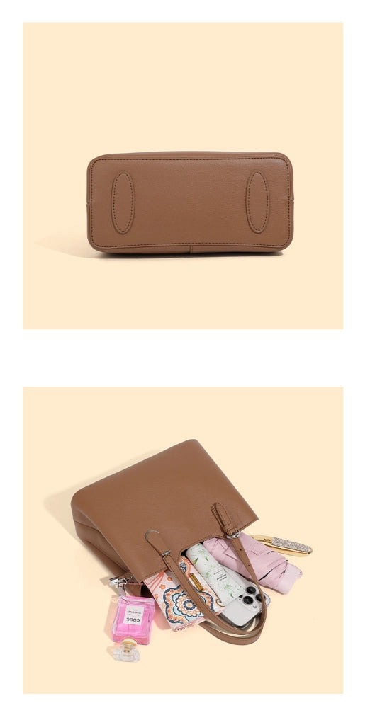 Borsa a tracolla da donna in vera pelle, marrone.