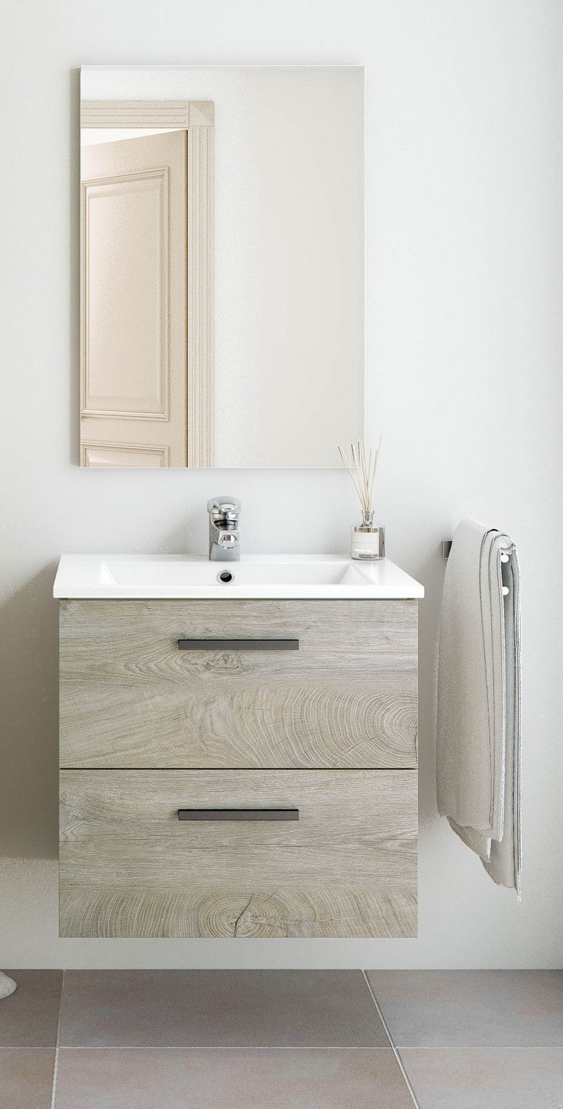 kit mobile bagno aruba 2 cassetti cm.60 rovere alaska cod:ferx.25392