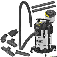 Aspiratore 30 LT solidi e liquidi con presa utensili fusto in acciaio DXV30SAPTA