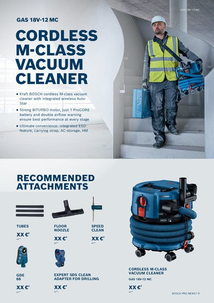 ASPIRATORE BOSCH BITURBO BRUSHLESS GAS 18V-12 MC - 06019K2000