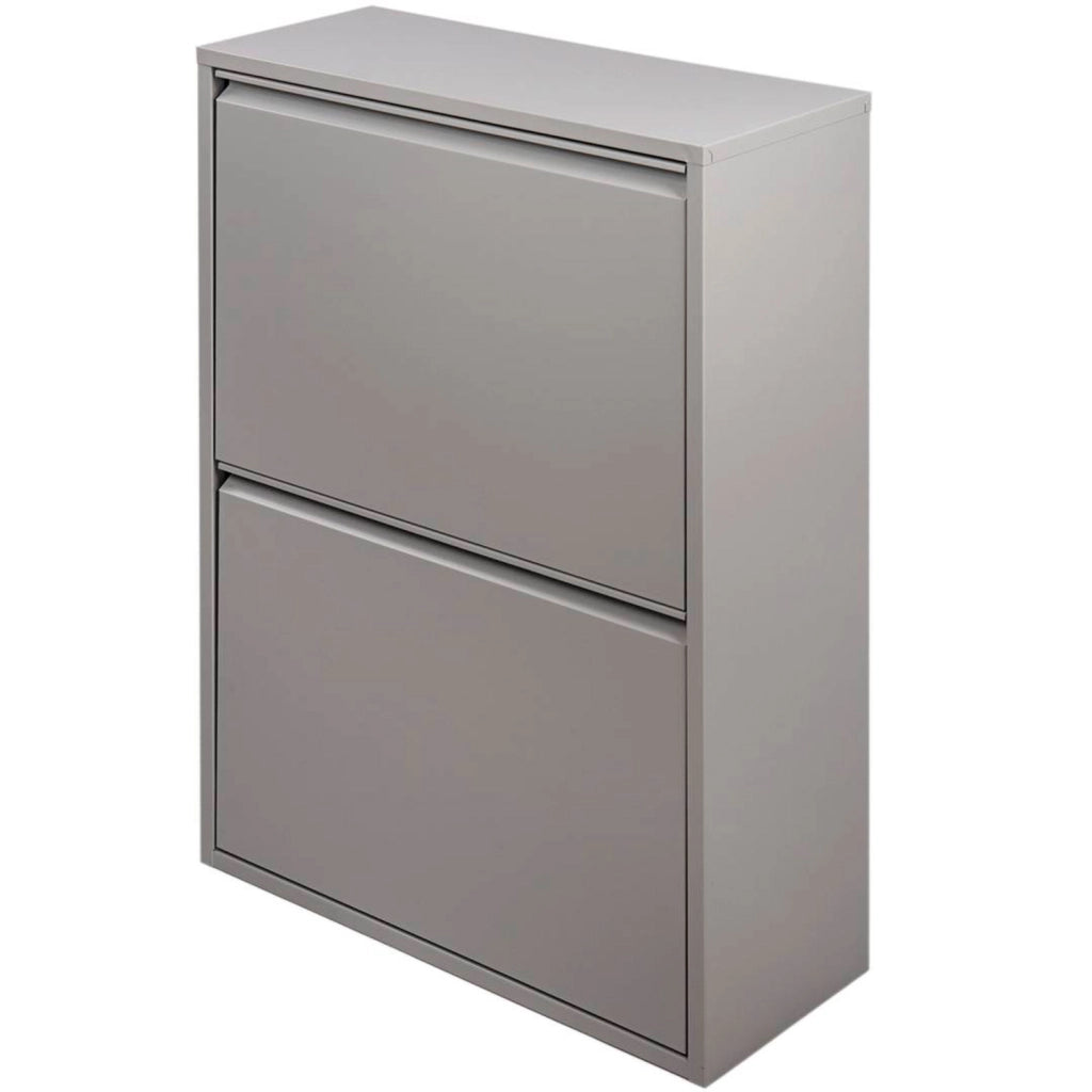 Pattumiera Raccolta Differenziata In Metallo Con 4 Cestini Estraibili E 2 Ante A Ribalta Bidone Cestino Salvaspazio Per Cucina Balcone Lavanderia Moderna 60 x 25 x 92.5 Cm Grigio