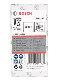 CONFEZIONE 5000 SPILLI PER LEGNO BOSCH TK40 15G DA 15mm - 2608200700