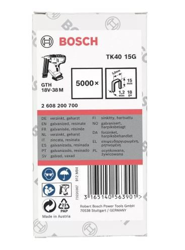 CONFEZIONE 5000 SPILLI PER LEGNO BOSCH TK40 15G DA 15mm - 2608200700