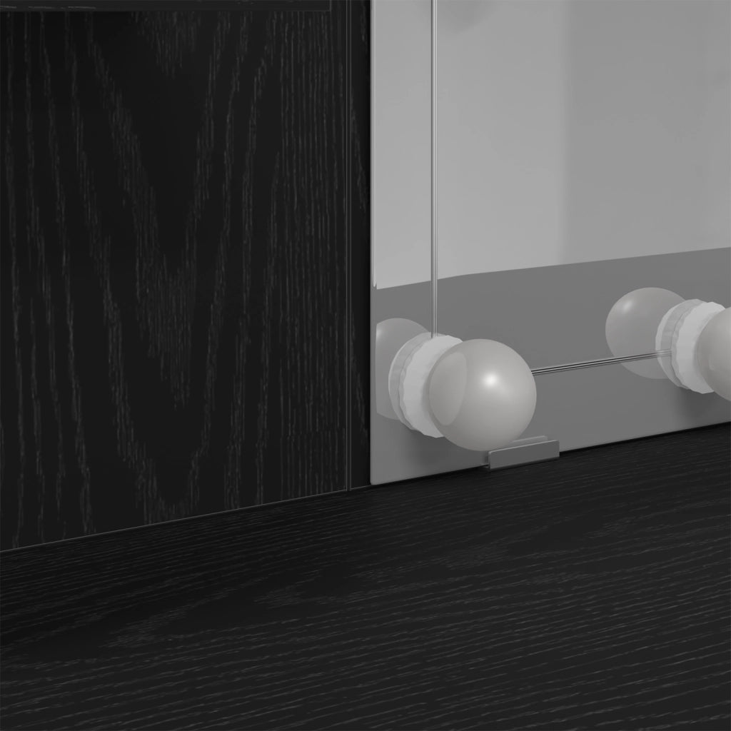 Toeletta  con luci LED Nero Rovere 96x40x142 cm