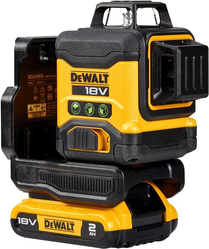 LIVELLA LASER A TRE LINEE RAGGIO VERDE 40M 18V DEWALT con batteria - DCLE34031D1