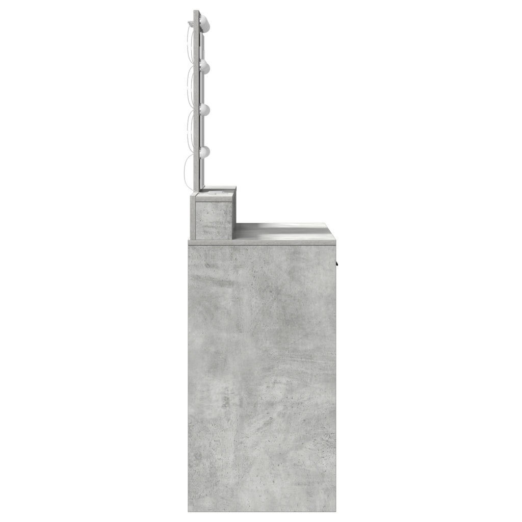 Tavolo da Toeletta con Luci LED Grigio Cemento 100x41x140 cm
