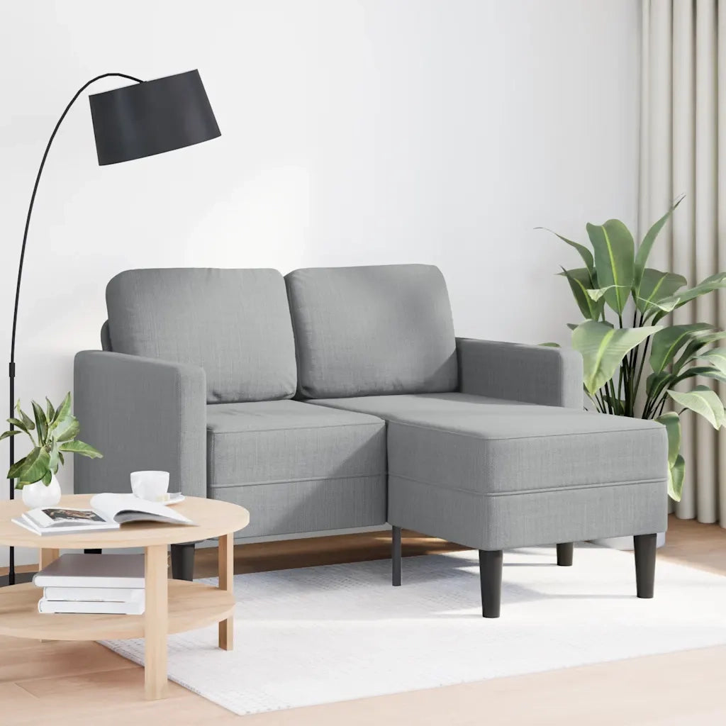 Divano 2 Posti con Chaise a L Grigio Chiaro 125 cm in Tessuto 4107061
